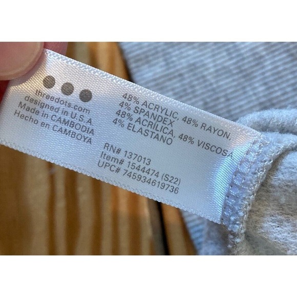 3 Dots 1/4 Zip Sweatshirt Size Large Women’s Gray Long Sleeve - Picture 4 of 8